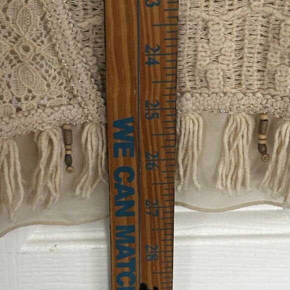 CHICOS Shirt Ivory tassel Fringe Beaded Layered look Woven Tunic Top 4 XXL 1x - Picture 4 of 10